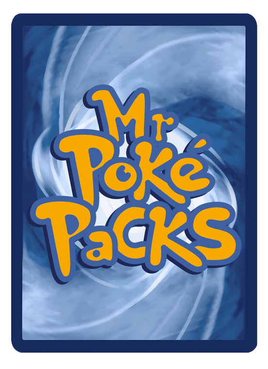 The Mr Poké Pack card back — the wordmark on a blue swirl